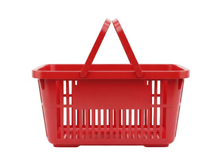 Fototapeta premium A red plastic shopping basket with a handle