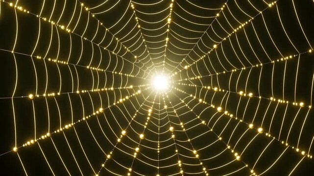 Golden Spider Web with Glowing Center
