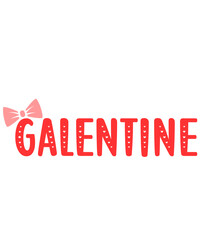 Fototapeta premium Galentine valentine typography text on plain white transparent isolated background for card, shirt, hoodie, sweatshirt, apparel, tag, mug, icon, poster or badge