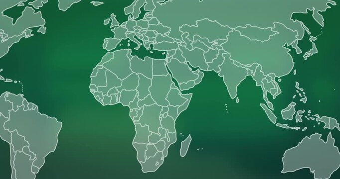 Eurasia-Africa map blur resolving, borders tracing east-west, shifting left, revealing borders