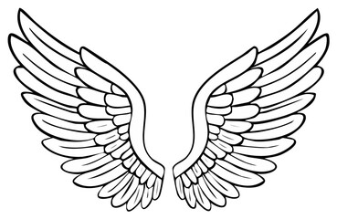 Obraz premium Wing outline illustration, symmetrical design, isolated element