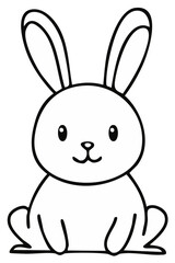 Fototapeta premium Charming cartoon bunny line drawing perfect for kids activities and spring designs