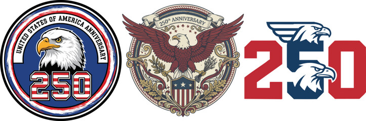 Naklejka premium United States 250th Anniversary Logo Emblems Collection