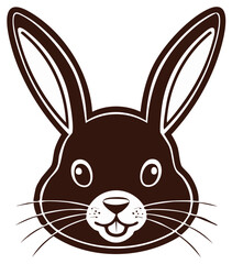 Fototapeta premium Stylized dark brown rabbit head illustration perfect for Easter or children designs