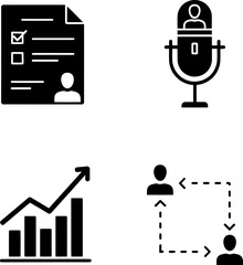 Icons representing business, communication, and analysis concepts Vector