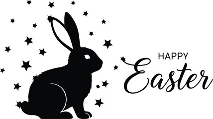 Obraz premium Happy easter sunday celebration with easter bunny silhouette