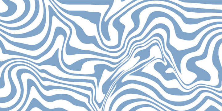 Trendy abstract seamless background featuring thick, undulating, flowing lines or organic shapes in pastel blue and white.Vector illustration