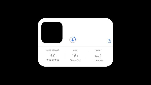 App store marketplace blank template. Download mobile application interface animation in ios style. Software store popup and install button progress. Digital software purchase concept.