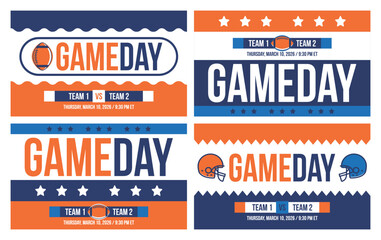 Game Day. Basketball playoff in March. Super sport party in United States. Final games of season tournament. Professional team championship. Ball for basketball. Sport poster. Vector