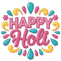 Obraz premium Colorful happy holi greeting with abstract shapes isolated on white background