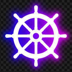 Obraz premium Bright Neon Ship Wheel Icon