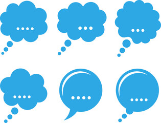Six blue speech bubbles with ellipses, representing ongoing conversations Vector