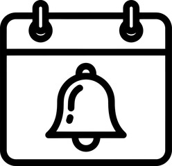 A graphic of a bell icon on a calendar page with two metal rings at the top. Vector