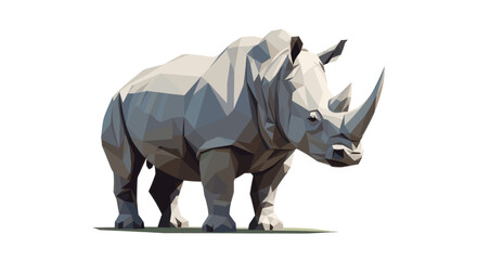 Fototapeta premium Abstract low polygon art illustration of a rhinoceros standing on a white background. Unique design for posters, branding, educational content or digital artwork.