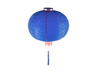 Traditional Blue Chinese Lantern with Tassel Decoration