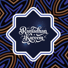 Ramadhan Kareem Arabic Typography with Islamic Geometric Pattern Background © I-MM