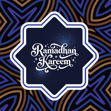 Ramadhan Kareem Arabic Typography with Islamic Geometric Pattern Background