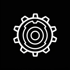 Black and white logo featuring a gear wheel.