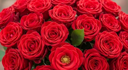 Naklejka premium A vibrant bouquet of red roses beautifully arranged in a circular pattern.