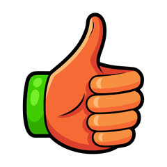Vibrant thumbs up hand gesture in green and orange hues