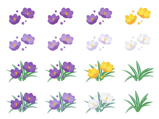 かわいいクロッカスのイラスト素材セット