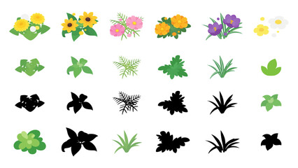 春夏秋冬の花と苗のイラスト素材セット