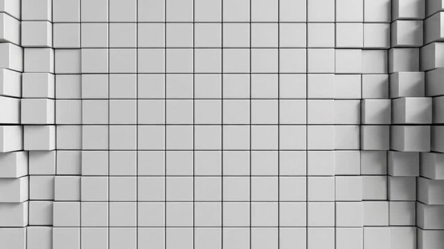 Abstract 3D rendering of a white cube grid with a central spherical bulge