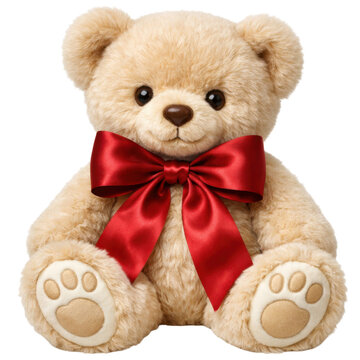 cute teddy bear with a red bow sitting on a black background