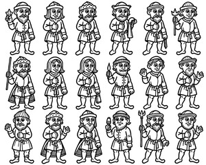 Medieval fantasy characters vector illustration