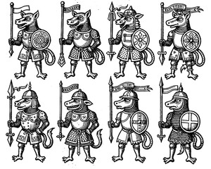 Medieval fantasy characters vector illustration