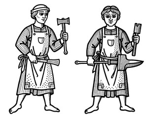 Medieval Blacksmith vector illustration
