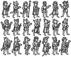 Medieval fantasy characters vector illustration