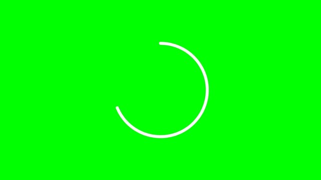 A minimalistic circular count down from 15 seconds on green screen background