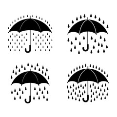 Umbrella icons set isolated on transparent background