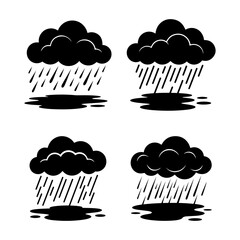 Set of weather icons vector illustration isolated on transparent background