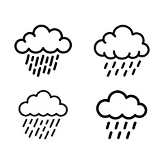 Set of weather icons isolated on transparent background