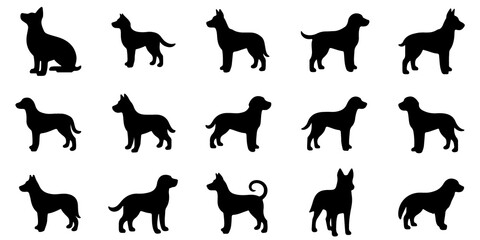 set of silhouettes of horses