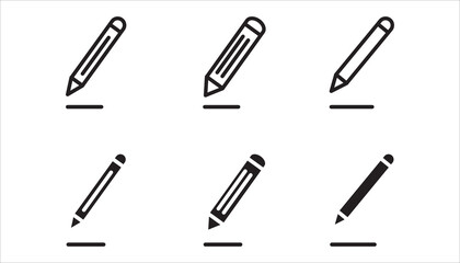 Edit vector icons set. Black illustration isolated for graphic and web design.