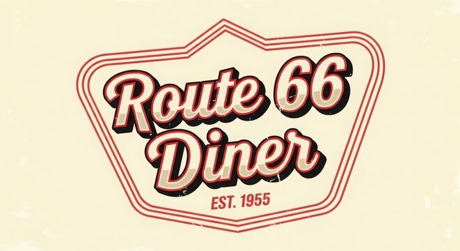Route 66 Diner Vintage Sign Est 1955 Retro American Classic Nostalgia