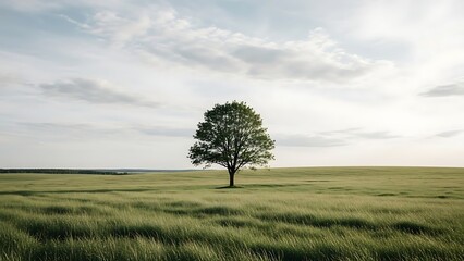 Obraz premium Solitary Tree in a Green Field
