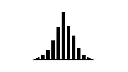 Fototapeta premium Vector illustration&nbsp;of black and white bar chart representing a normal distribution or bell curve, on a transparent background