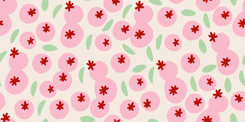 Seamless pastel berry pattern with leaves for nursery textile © tanya