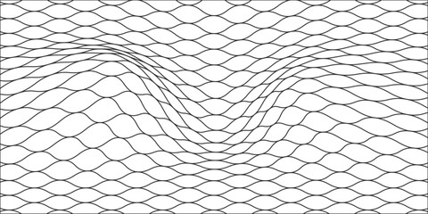 Fishing or soccer net. Repeated hexagon pattern. Black wired mesh texture isolated on white background. Metallic or fabric fence, cage or lattice structure. Vector graphic Illustration. © Amirul