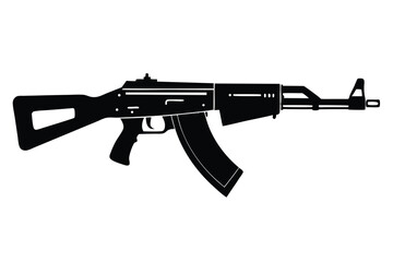 Fototapeta premium akm rifle silhouette line art vector illustration