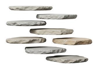 Stacked stone plates display minimalist studio setup modern design isolated on transparent background