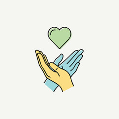 Obraz premium Two hands holding a heart symbol together in unity and love