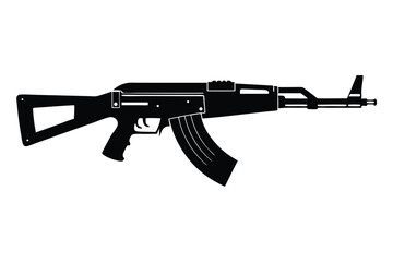 Fototapeta premium ak 47 rifle silhouette line art vector illustration