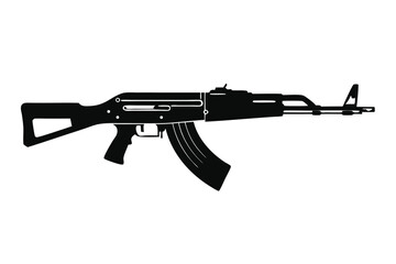 Fototapeta premium ak 47 rifle silhouette line art vector illustration