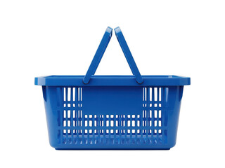 Fototapeta premium A blue plastic shopping basket with a handle