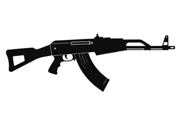 Fototapeta premium ak 47 rifle silhouette line art vector illustration